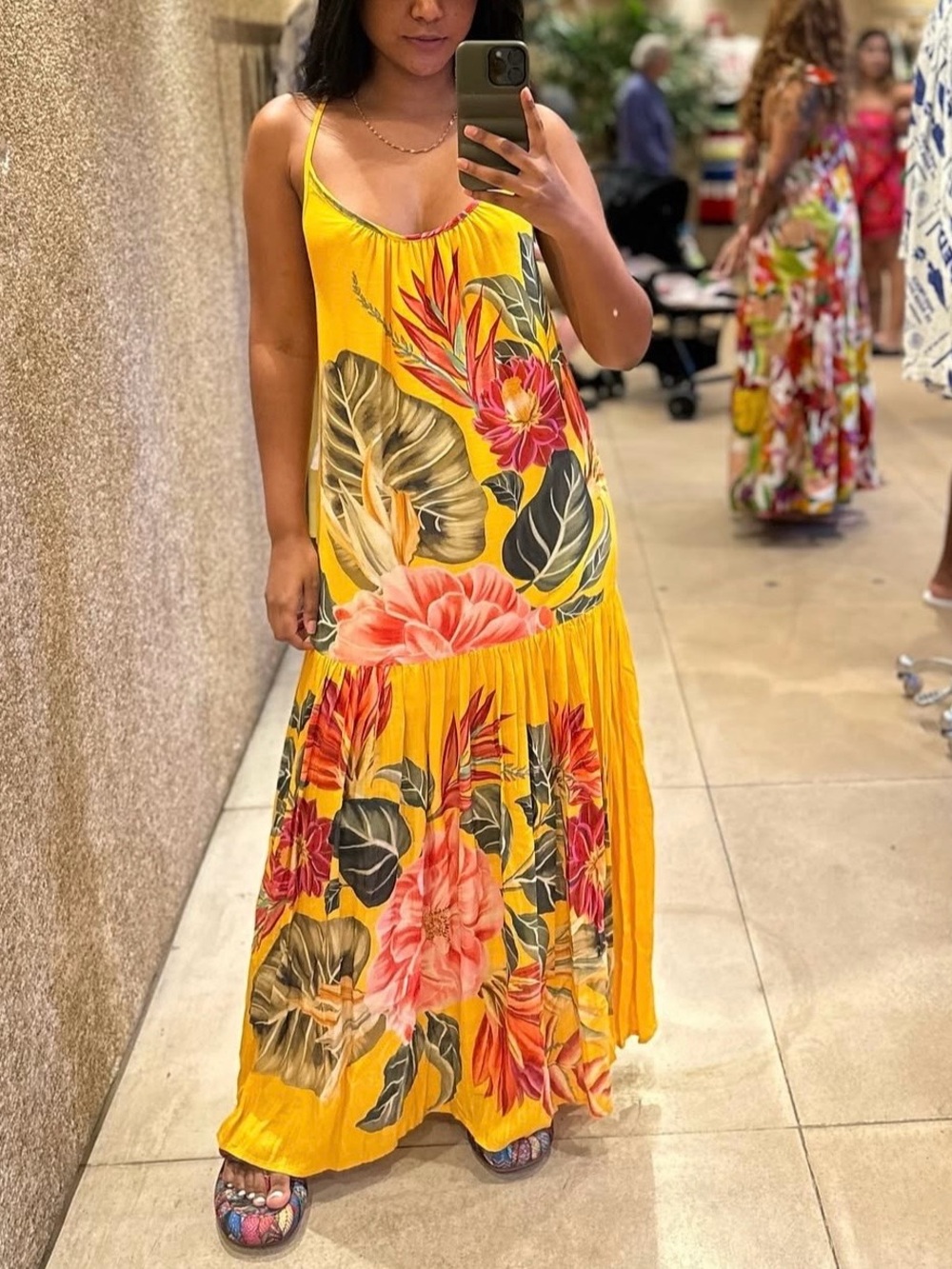 FARM Rio Yellow Solar Floral Maxi Dress Size S - Picture 3 of 10